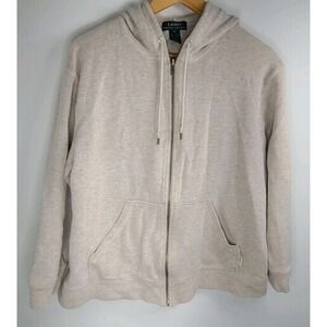 Lauren Ralph Lauren Women's Zip-Up Cotton Hoodie – Size M – Cozy Tan